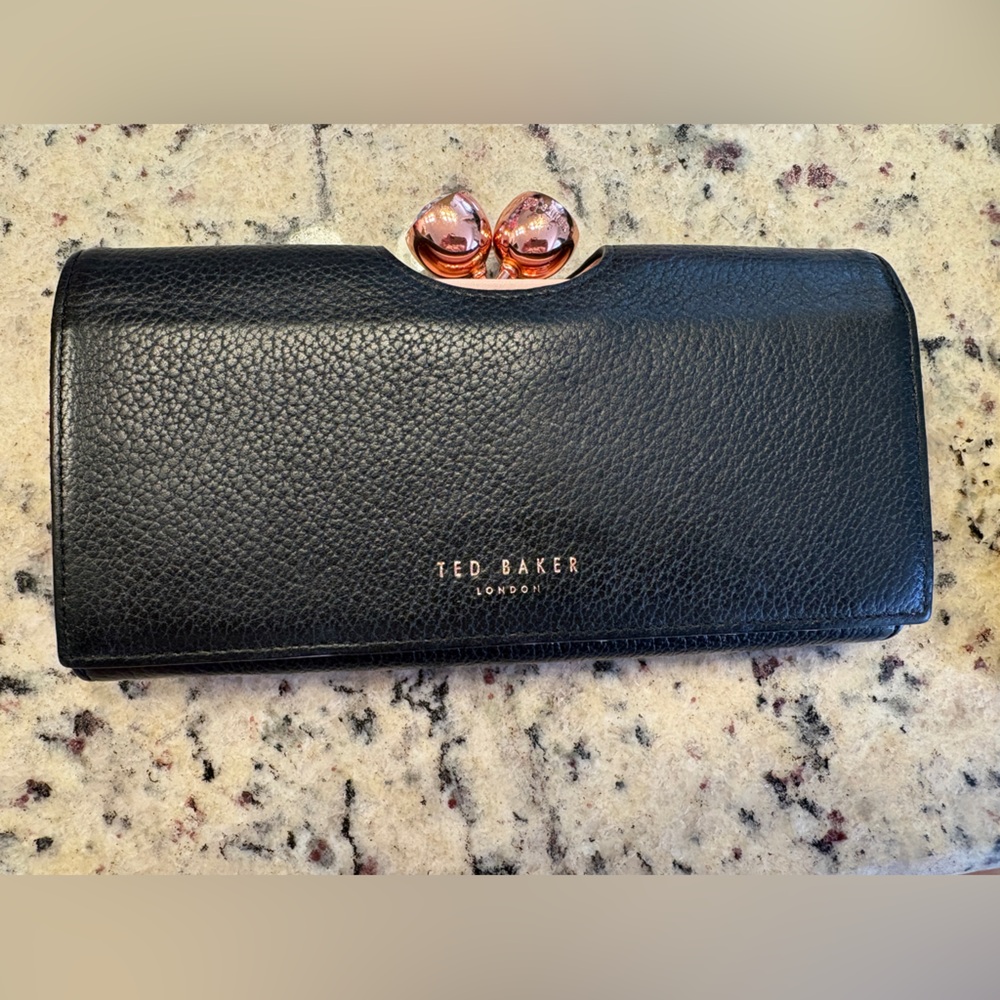 Ted Baker Black Clutch with Rose Gold Accents